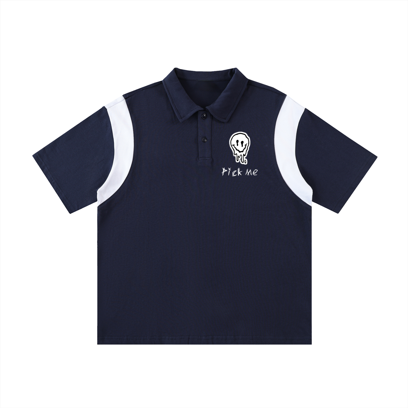 Contrast Panel Cotton Polo Shirt