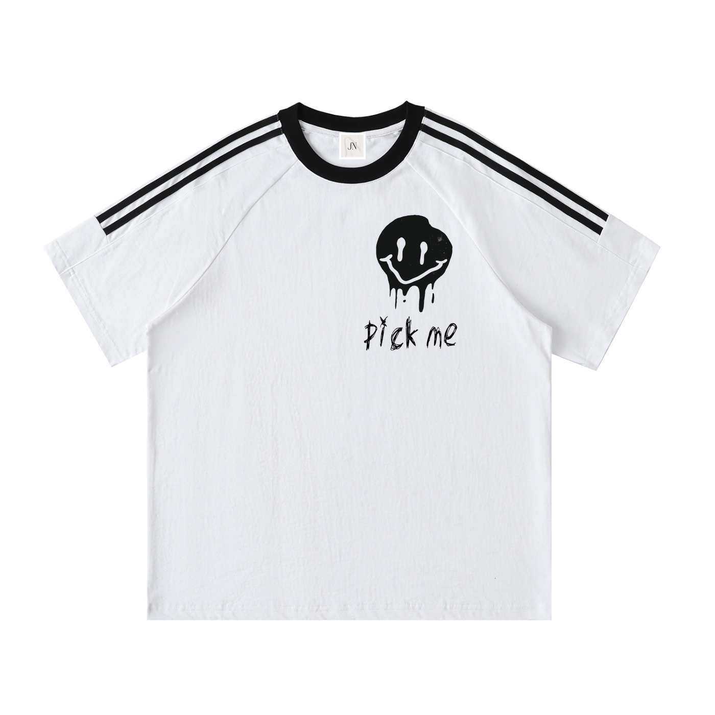 Contrast Tape Crewneck Cotton T-Shirt