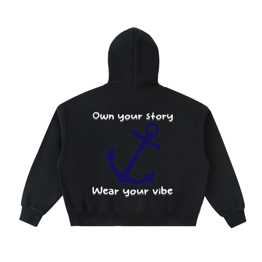 Fleeced Full-Zip Boxy Hoodie