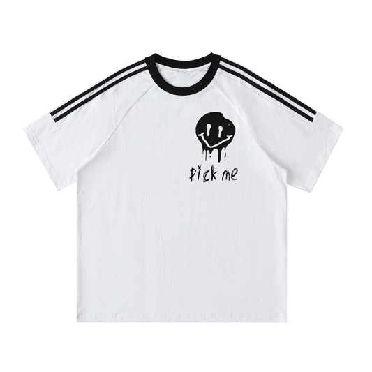 Contrast Tape Crewneck Cotton T-Shirt