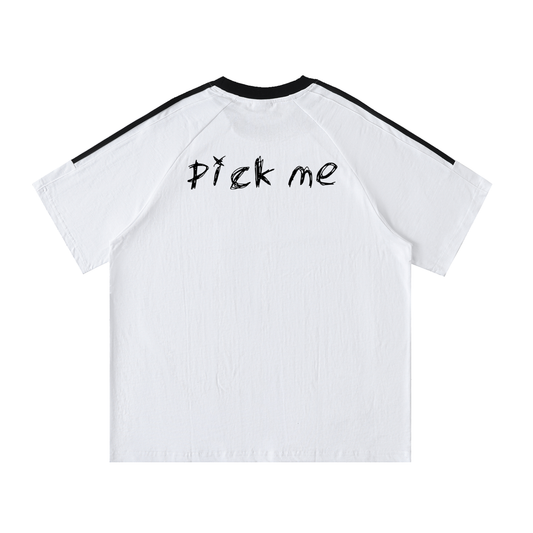 Contrast Tape Crewneck Cotton T-Shirt