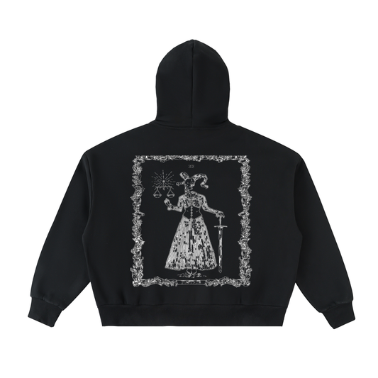 Fleeced Full-Zip Boxy Hoodie