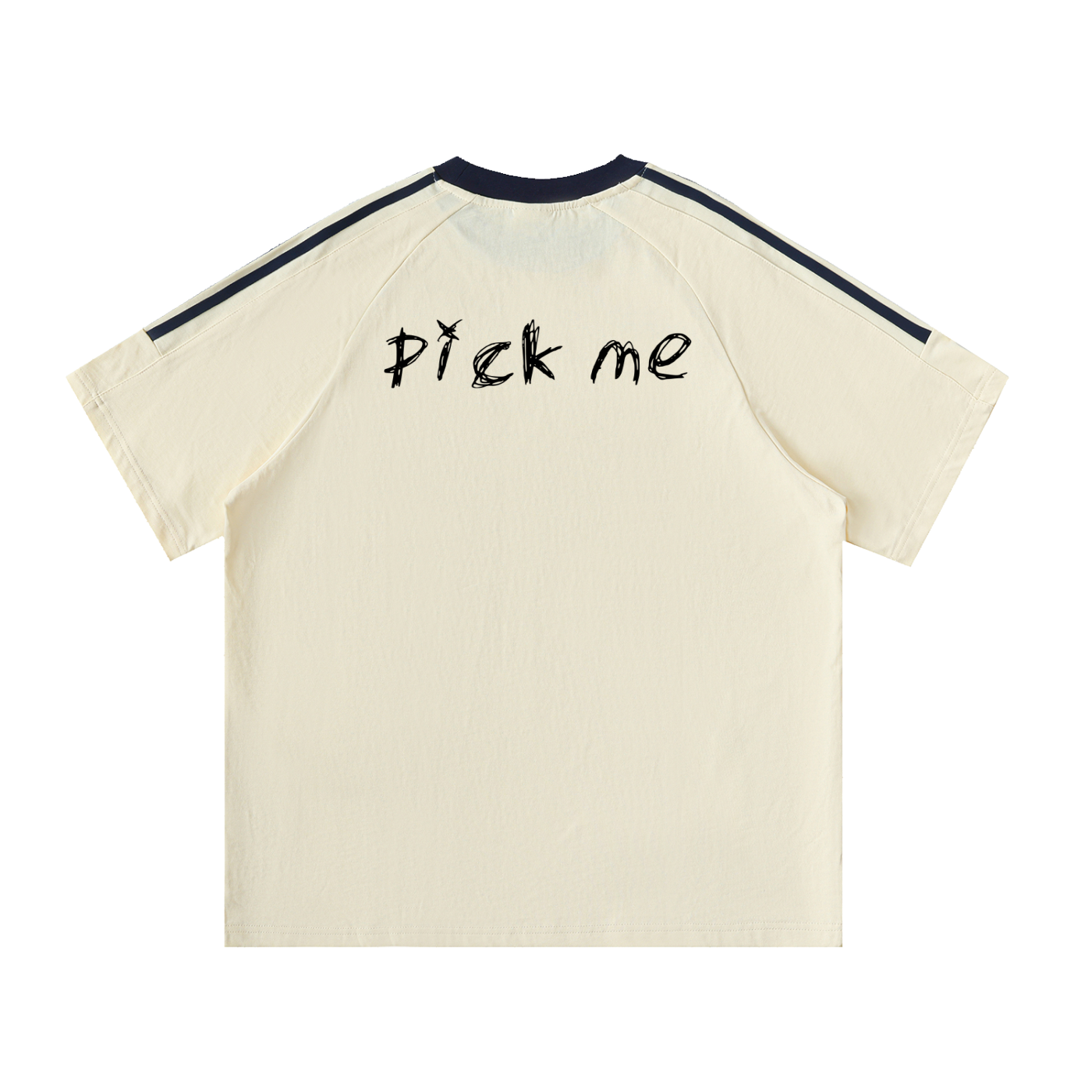 Contrast Tape Crewneck Cotton T-Shirt