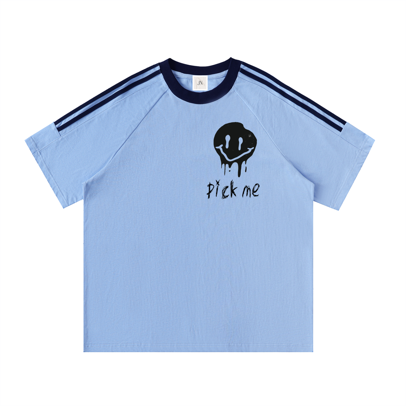 Contrast Tape Crewneck Cotton T-Shirt
