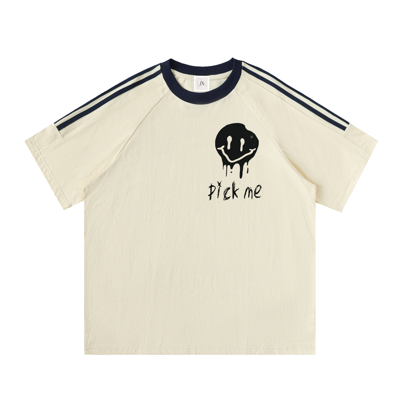 Contrast Tape Crewneck Cotton T-Shirt