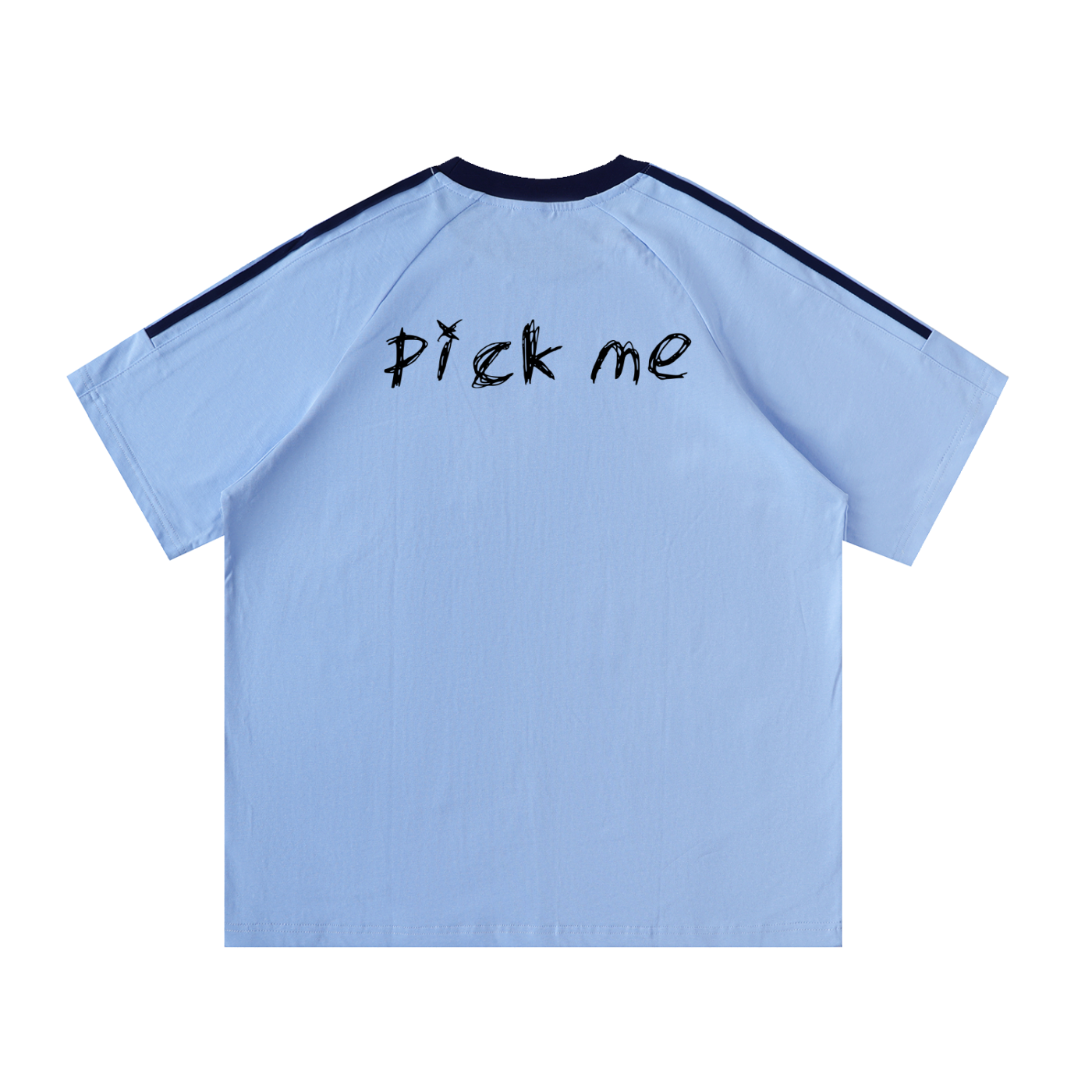 Contrast Tape Crewneck Cotton T-Shirt