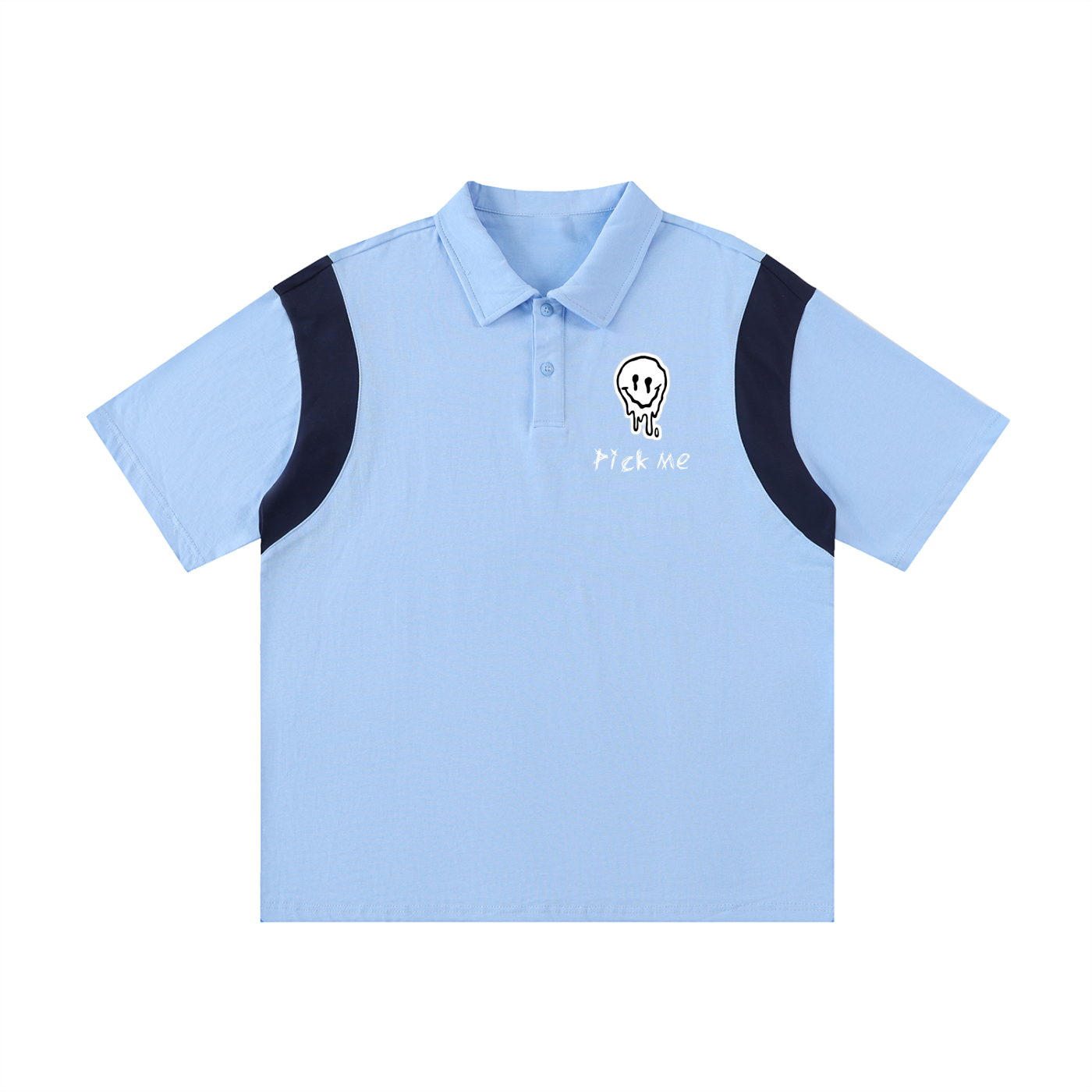 Contrast Panel Cotton Polo Shirt