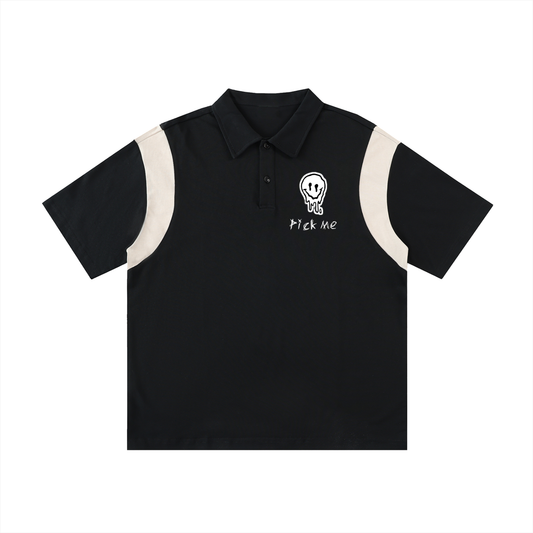 Contrast Panel Cotton Polo Shirt
