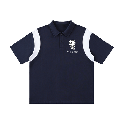 Contrast Panel Cotton Polo Shirt