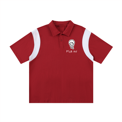 Contrast Panel Cotton Polo Shirt