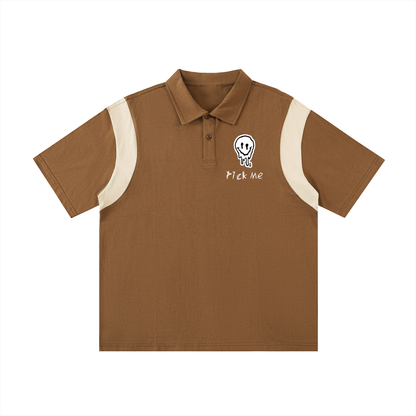 Contrast Panel Cotton Polo Shirt