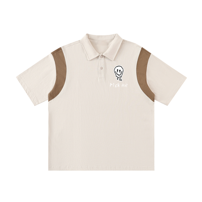 Contrast Panel Cotton Polo Shirt