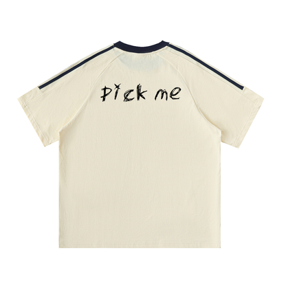 Contrast Tape Crewneck Cotton T-Shirt