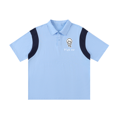 Contrast Panel Cotton Polo Shirt