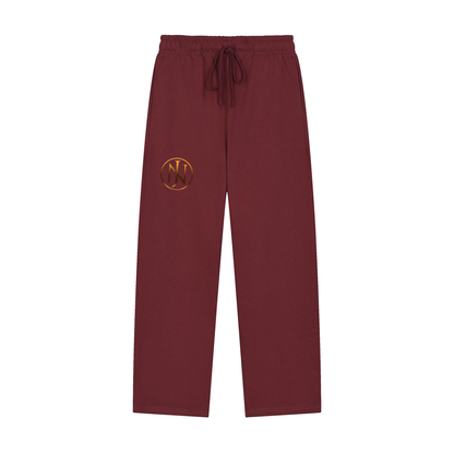 Solid Color Straight-Leg Sweatpants