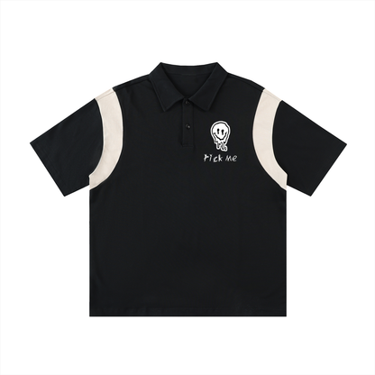 Contrast Panel Cotton Polo Shirt